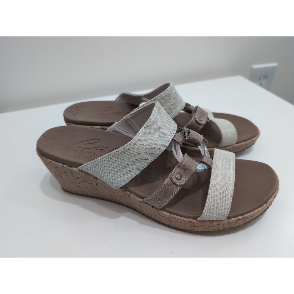 Women's Skechers Cork Wedge Slip-On Sandals Luxe Foam Cali Size 11